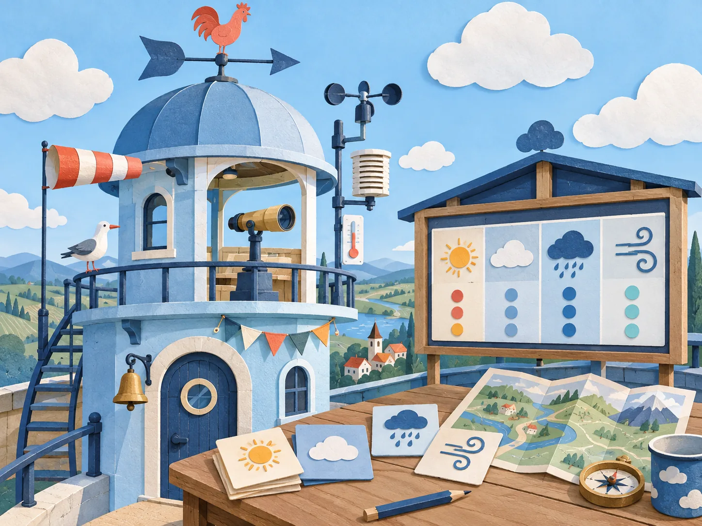 The Lost Forecast Bulletin paper-art story illustration